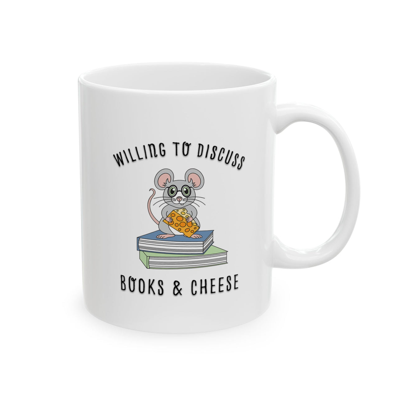 Willing To Discuss Books And Cheese Mug