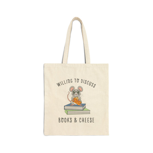 Willing To Discuss Books And Cheese Tote Bag